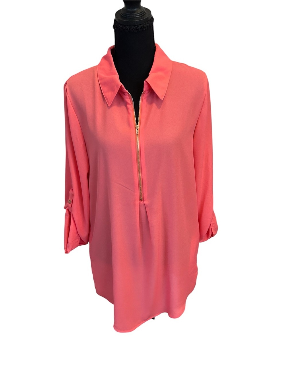 Simply Noelle Coral Zip-Front Tunic Size S/M
